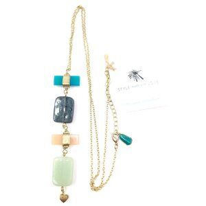 Noonday Collection Women's Gold Tone Chain Multicolor Glass Pendant Necklace